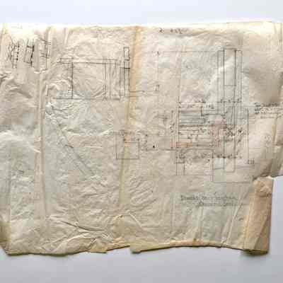 Drawing 'Dimensioned section', found among plans studio, Meyers House, 1935