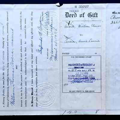 Deed of Gift of 3261 Garfield Ave, 1934
