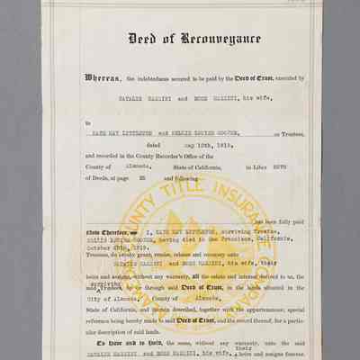 Deed, reconveyance from Kate May Littleton to Natalie and Rose Mazzini, 1926