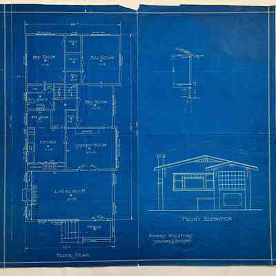 Blueprint of a house designed by Howard Williford, 1920s