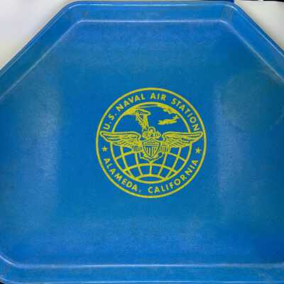 5-sided blue plastic serving tray from the U.S. Naval Air Station, prior 1997