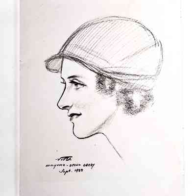 Photographic copy of a pencil sketch of Eileen Knight, 1933