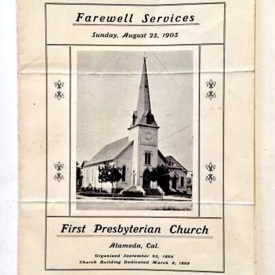 Program for farewell services, First Presbyterian Church, 1903