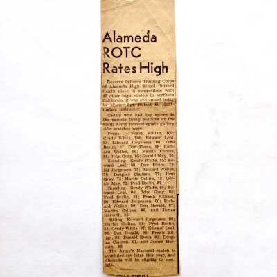 Clipping about marksman rating of the Alameda ROTC, 1947