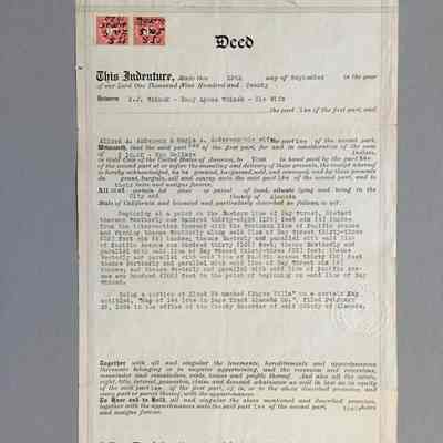 Deed to 1614 Bay Street, 1920