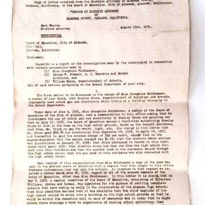 Report Board of Education, August 1931