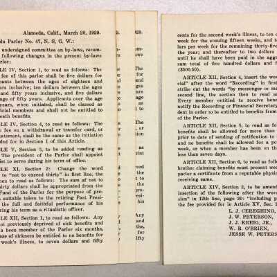 Proposed By-Law changes, Native Sons of the Golden West, 1929