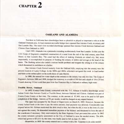 Printouts from 'California Drawbridges (1853-1995)' and review, 1996