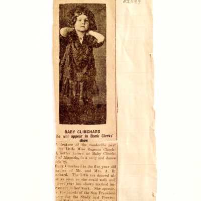 Clipping about Eugenia Clinchard in theatrical productions, c. early 1900s