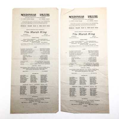 Program for 'The Marsh King', May 3, 1901