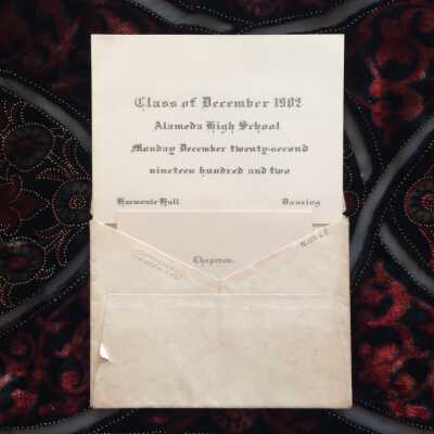 Invitation and Envelope to Alameda High School proceedings, Class of December 1902