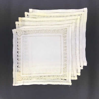 White Square linen doilies c. 1890s-early 1900s