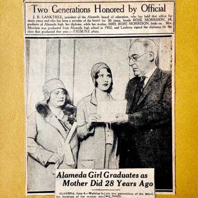 Clipping about graduation of Rose Morrison, c. 1930s