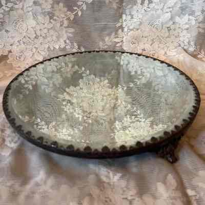 Glass mirror dining plateau, c. 1910