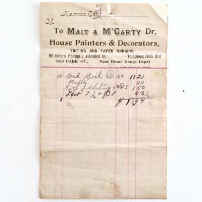 Receipts from Mait & McCarty, house painters and decorators, 1899