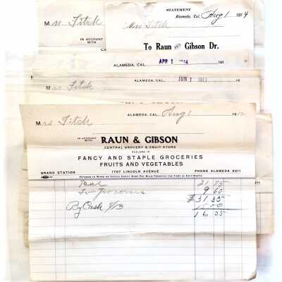 Receipts from Raun & Gibson, 1707 Lincoln Ave, 1912-1914