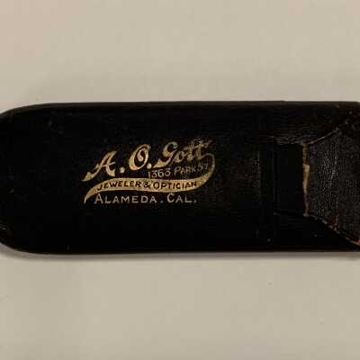 eye glass case advertising A. O. Gott, Jeweler & Optician
