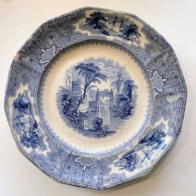 Staffordshire plate found at 3015 San Jose, c. 1860s
