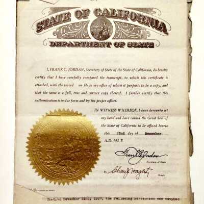 Certificate of Amendment, Incorporation Community Hotel Corporation, 1927