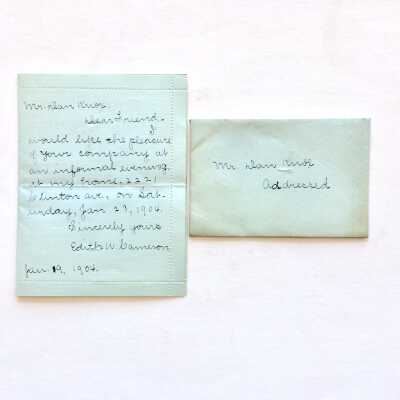Invitation to Daniel Knox for an informal party, by Edith W. Cameron, 1904