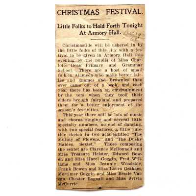 Clipping about festival held by Charlotte Deas, 1902