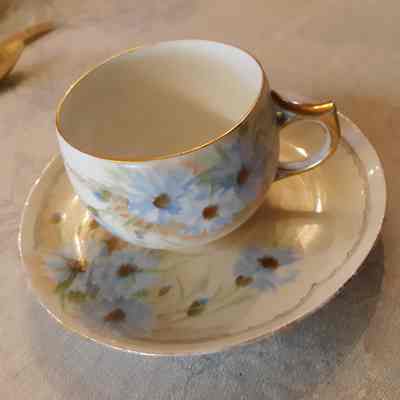 Austrian porcelain tea cup with handpainted blue flowers, early 1900s