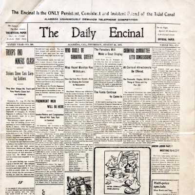 Program with Miniature copy of the Daily Encinal, for Celebrations for Opening Estuary, 1902