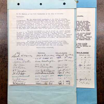 Petition to Golf Commission about monthly membership fees or tickets, 1927