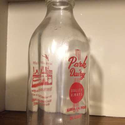 Milk bottle advertising Park Dairy, found in the Meyers House basement, prior 1997