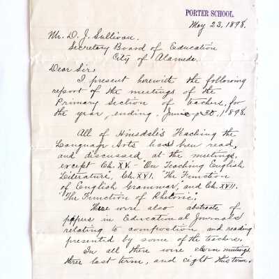 Letter about meeting of primary school teachers, 1898