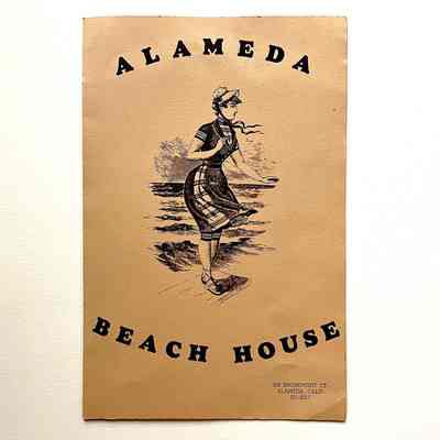 Menu of the 'Alameda Beach House' restaurant, c. 1970