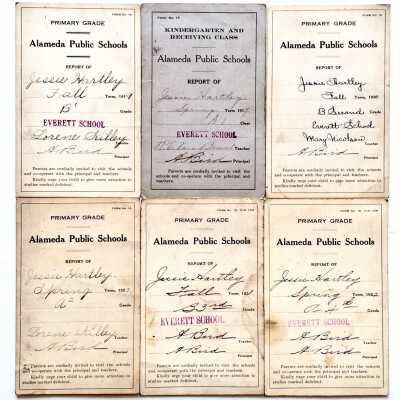 Everett School report cards of Jessey Hartley, 1919-1922