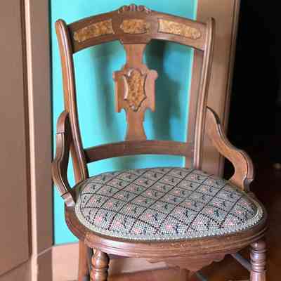 Renaissance revival cottage chair with needlepoint seat, c. 1880