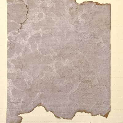 Sample of ceiling paper with metallic print and silk design from 1012 Grand, c. 1900s