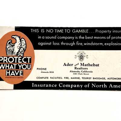 Advertising ink blotter for Ader and Mathebat, c. 1930s