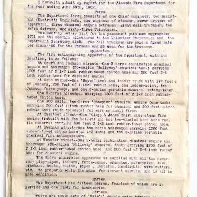 Year Report Fire Department, 1902