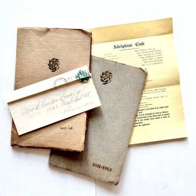 Adelphian Club yearbook (1908, 1913) and bulletin (1905, 1912)