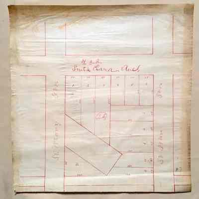 Map of Block 25, bounded by St. Mary St. / St. John St. / Sta Clara Ave, c. 1870s