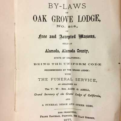 D. Frontispiece - By-laws Oak Grove Lodge, 1877.