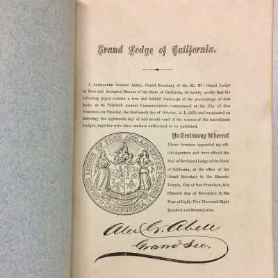 frontispiece C. Proceedings Grand Lodge Masons, 1879.