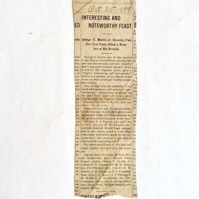 Newspaper Clipping Re a Party for George T. Morris, 1899