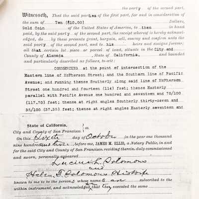 Photocopies of Deeds for 1630 Ninth Street, 1903