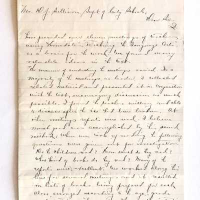 Letter about grammar school teaching curriculum, 1880