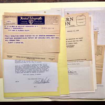 Folder with correspondence about transfer of Government Island, 1939-1940