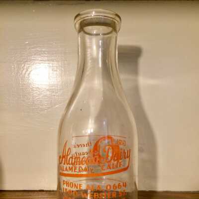 1 QT Milk bottle from the Alameda Dairy, before 1965