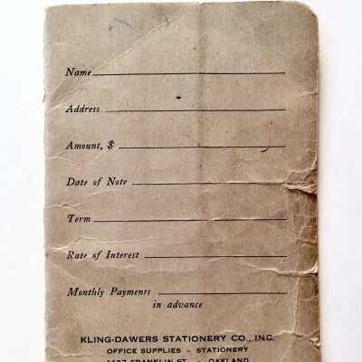 Booklet of Monthly payments at the Ekberg home, 1937-1947
