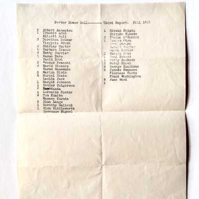 Porter School Honor Roll, Fall session 1931