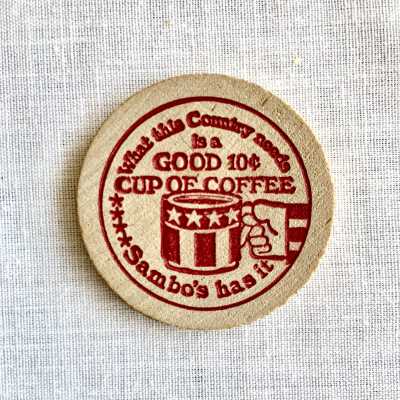 Generic wooden tokens from Sambo's Restaurants anywhere, c. 1968