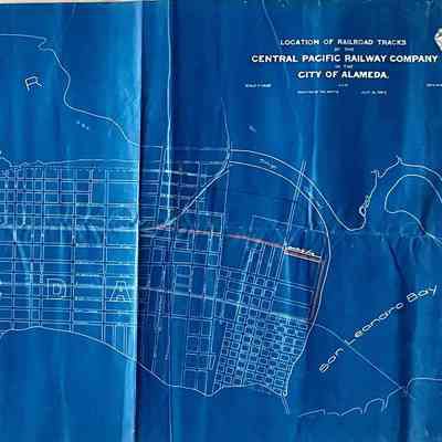 Blueprint map of existing and proposed railroad lines, 1907