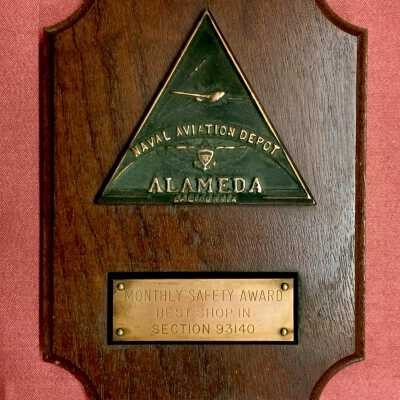 Monthly safety award for best shop, Naval Aviation Depot, c. 1970-1990